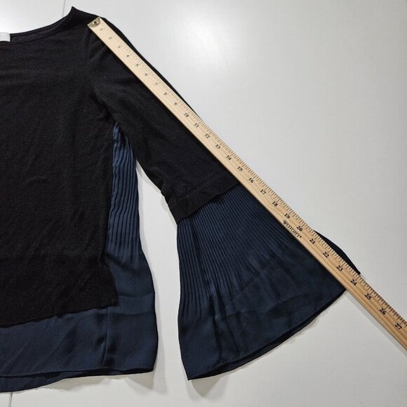 Bailey 44 Top Womens M Black Navy Pleated Layered LS Lagenlook Whimsigoth Fairy - Picture 6 of 16